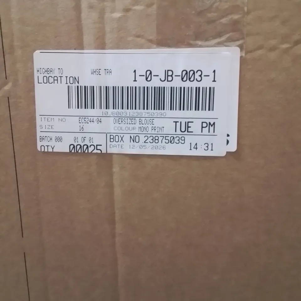 BOXED BRAND NEW APPROXIMATELY 25 JD WILLIAMS OVERSIZED BLOUSE MONO PRINT SIZE 16