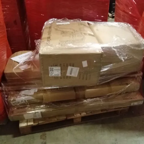 PALLET OF ASSORTED ITEMS TO INCLUDE:DRYING RACKS, KIDS SLIDE AND PLAY SET, FLATPACK FURNITURE ETC