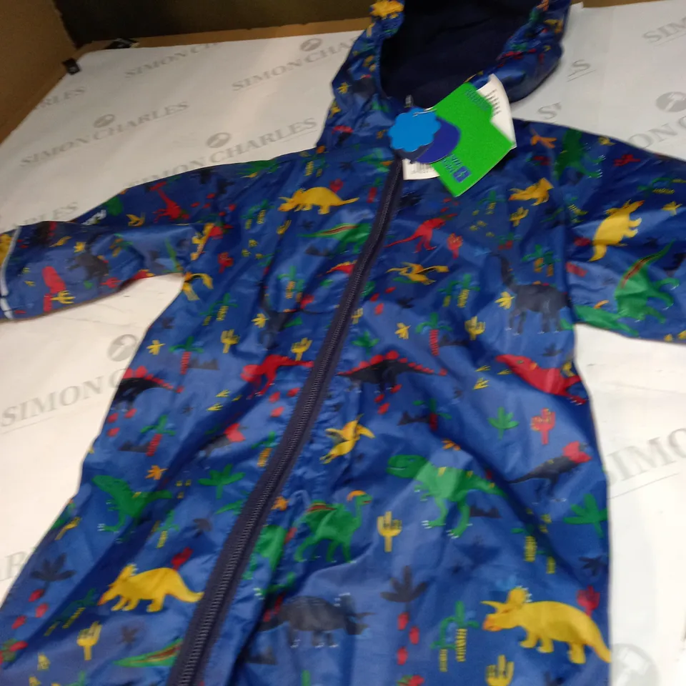 MOUNTAIN WAREHOUSE DINOSAUR PRINT WATERPROOF RAINSUIT - SIZE 6-12 MONTHS