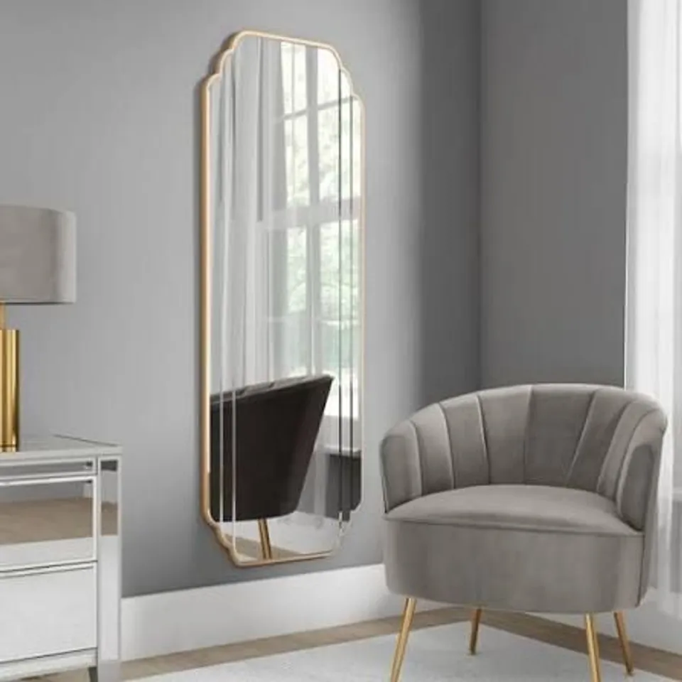 BOXED EQUATORIAL RECTANGLE FULL LENGTH WALL MIRROR - GOLD (1 BOX)