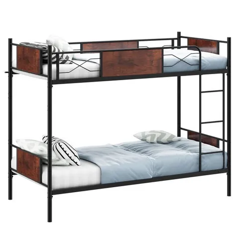 BOXED CONVERTIBLE METAL BUNK BED FRAME WITH LADDER AND SAFETY GUARDRAIL