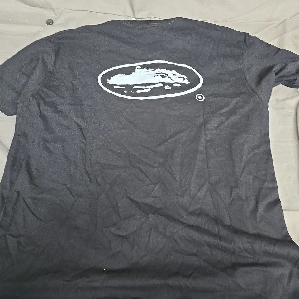 CORTEIZ BLACK T-SHIRT WITH WHITE OVAL SHIP LOGO – SIZE L