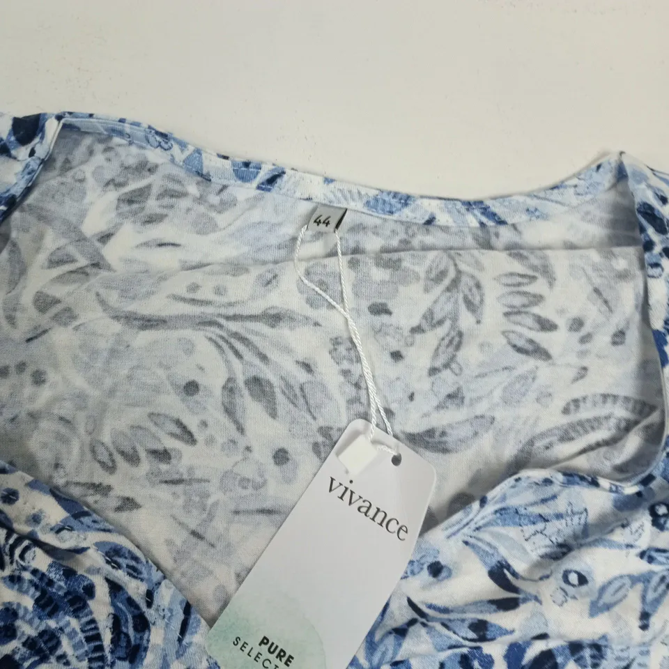 VIVANCE WOMEN'S BLUE FLORAL V-NECK MAXI DRESS – UK 18 (EU 44)
