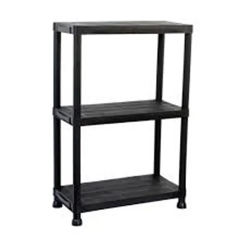 BOXED OYPLA 3 TIER BLACK PLASTIC HEAVY DUTY SHELVING RACKING