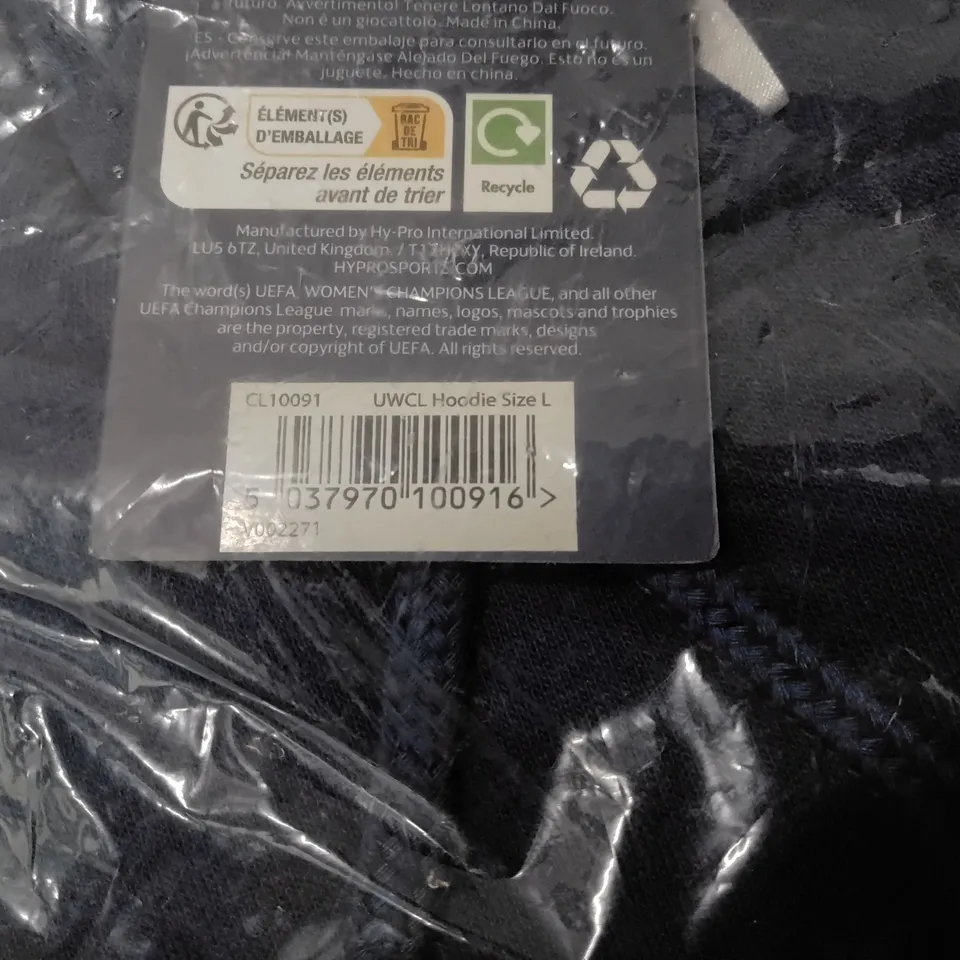 WOMENS UEFA CHAMPIONS LEAGUE HOODIE – NAVY, SIZE L