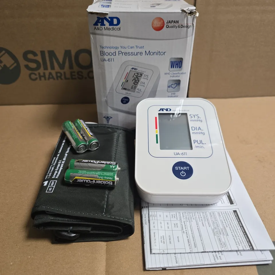 A&D MEDICAL BLOOD PRESSURE MONITOR UA-611 – BOXED