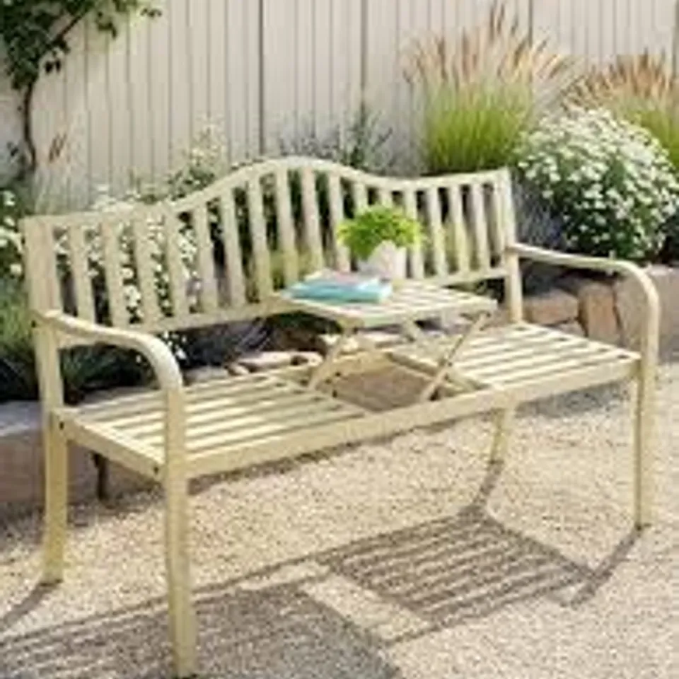 BOXED BENCH WITH LIFT UP TABLE - TAUPE 