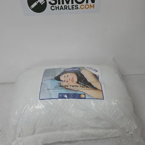 SILENTNIGHT LUXURY TWIN PACK PILLOWS – WHITE, SEALED IN PLASTIC