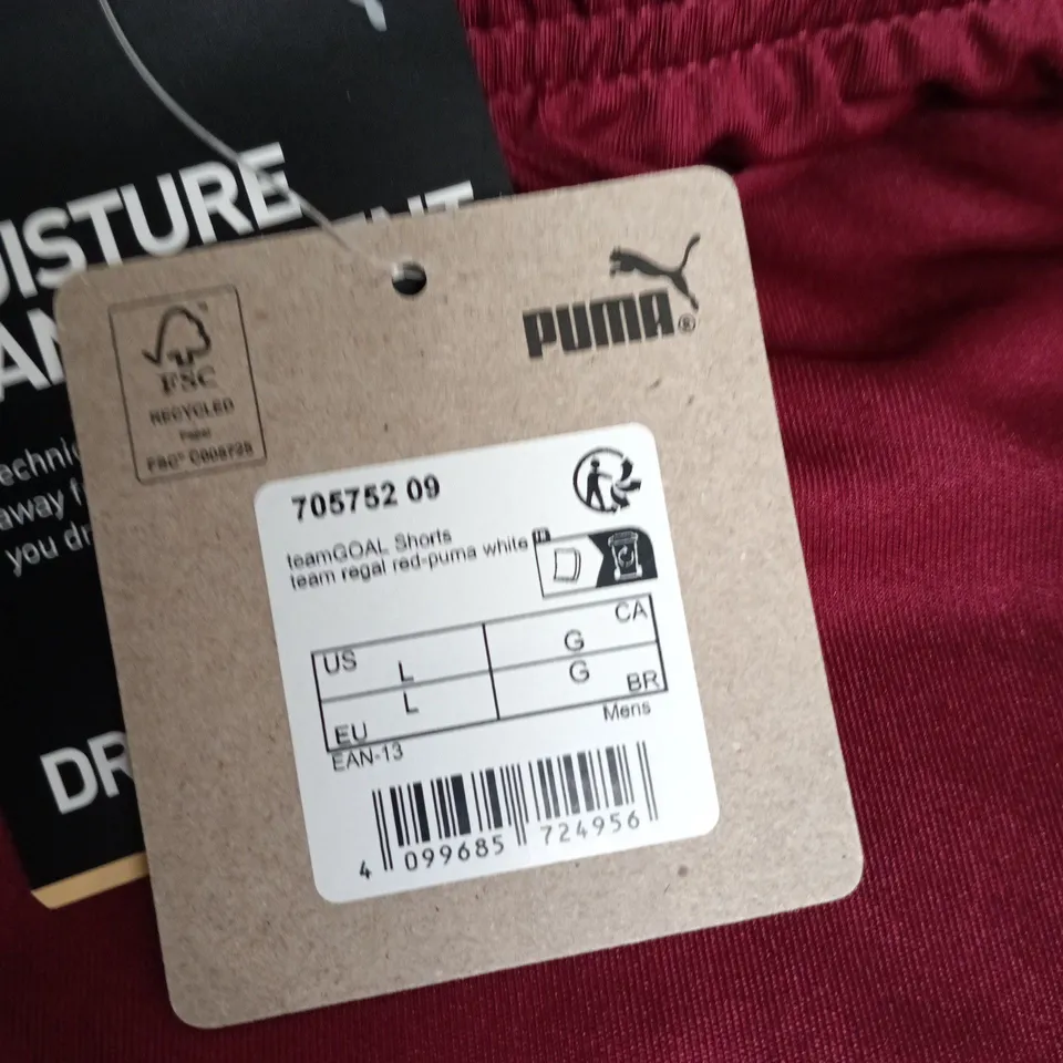 PUMA TEAMGOAL SHORTS – MEN’S, REAL RED, SIZE L (US L / EU L)