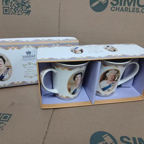 ROYAL HERITAGE QUEEN ELIZABETH II 1926-2022 SET OF 2 MUGS
