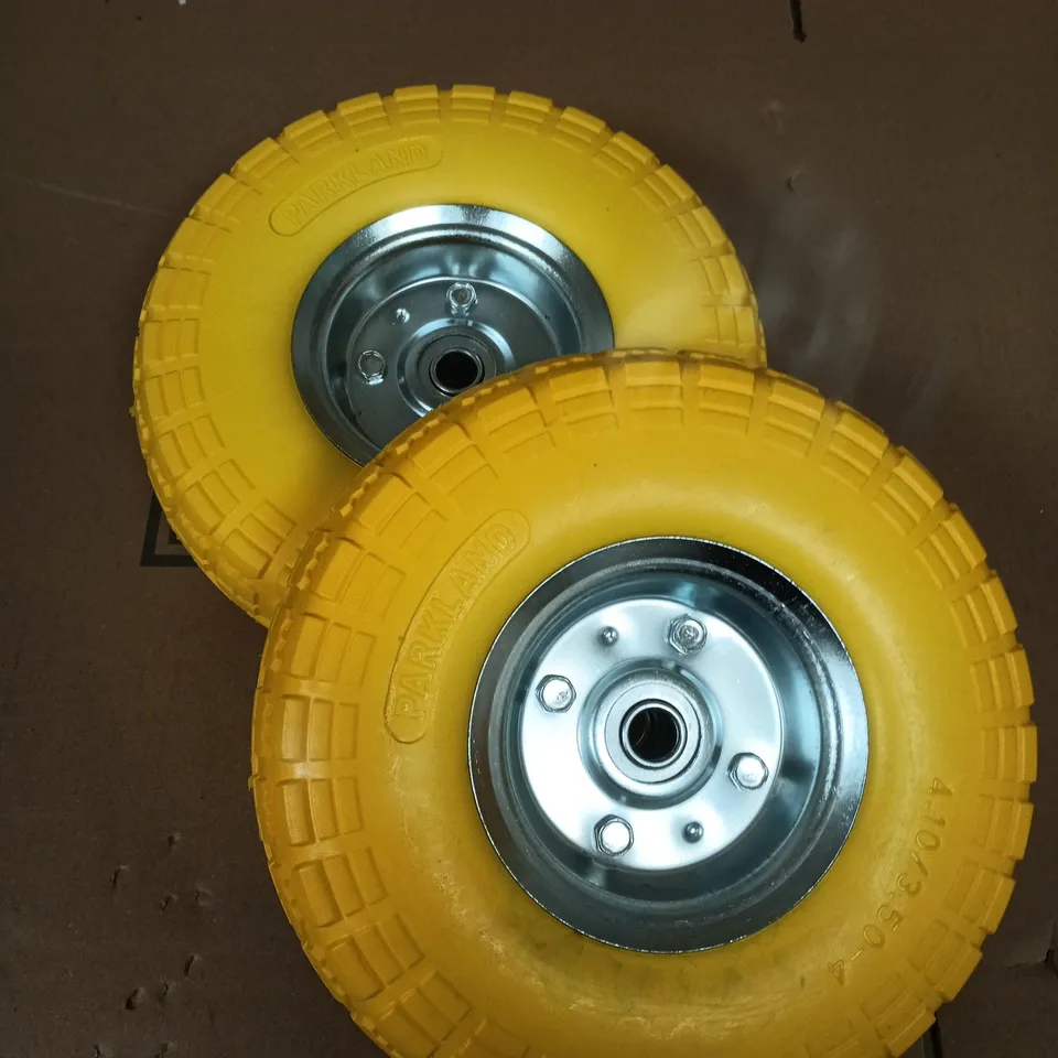 PAIR OF PARKLAND PUNCTURE-PROOF FOAM WHEELS IN YELLOW