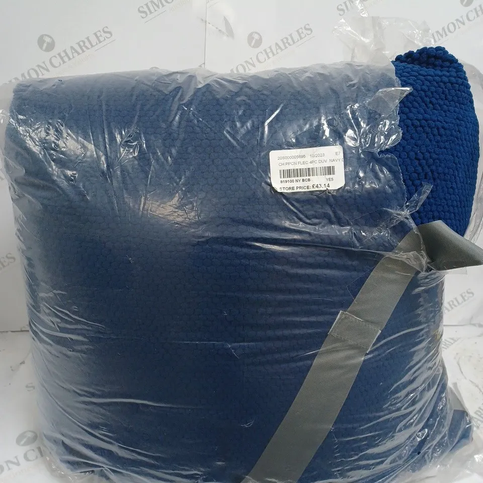 COZEE HOME FLEECE AND SHERPA 4 PIECE DUVET SET NAVY KING