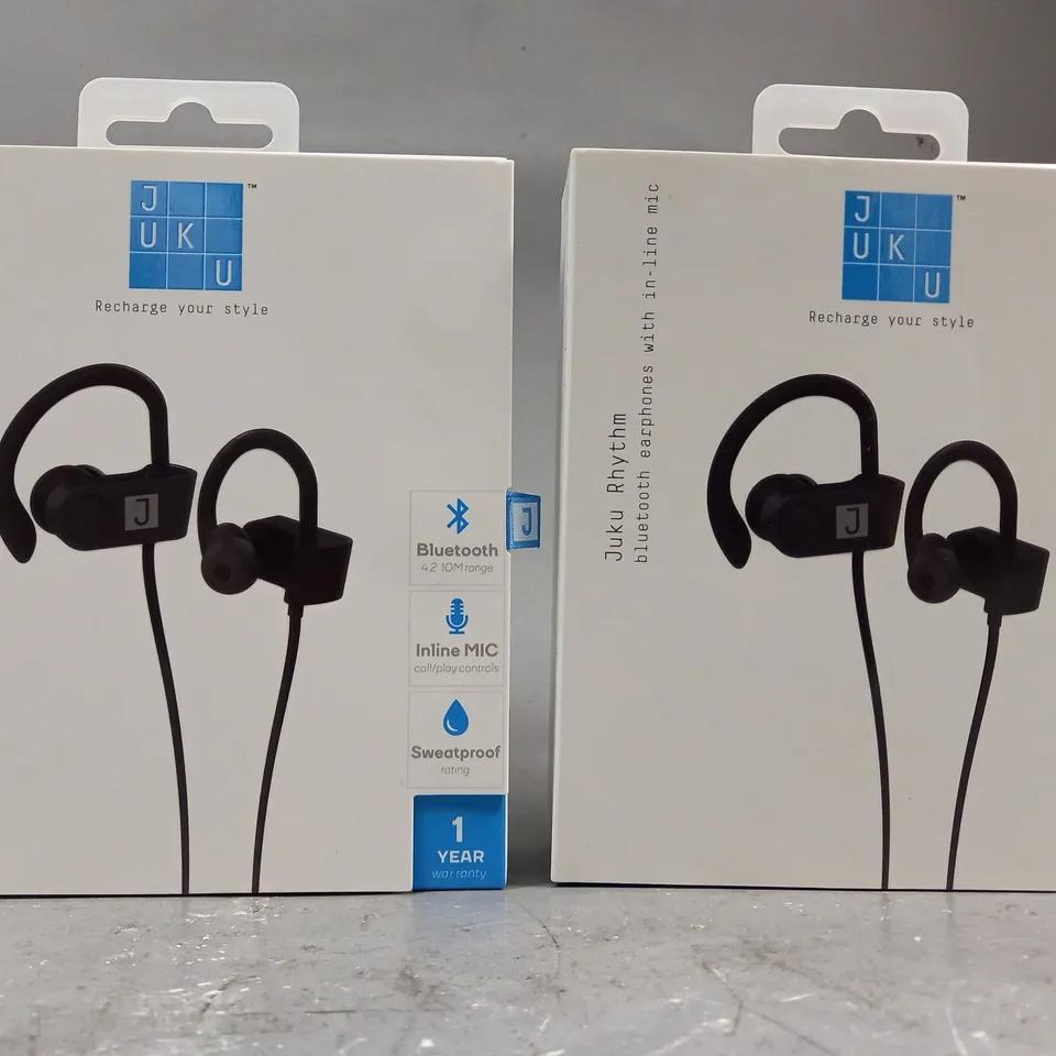 SET OF 2 JUKU RHYTHM BLUETOOTH EARPHONES WITH IN-LINE MIC