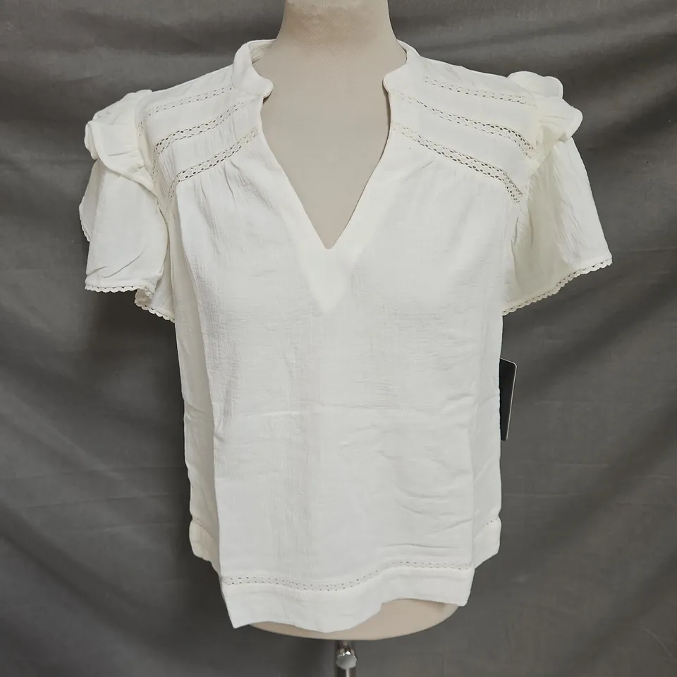 ELEVEN LOVES LEXI CHEESECLOTH BLOUSE IN IVORY SIZE 10