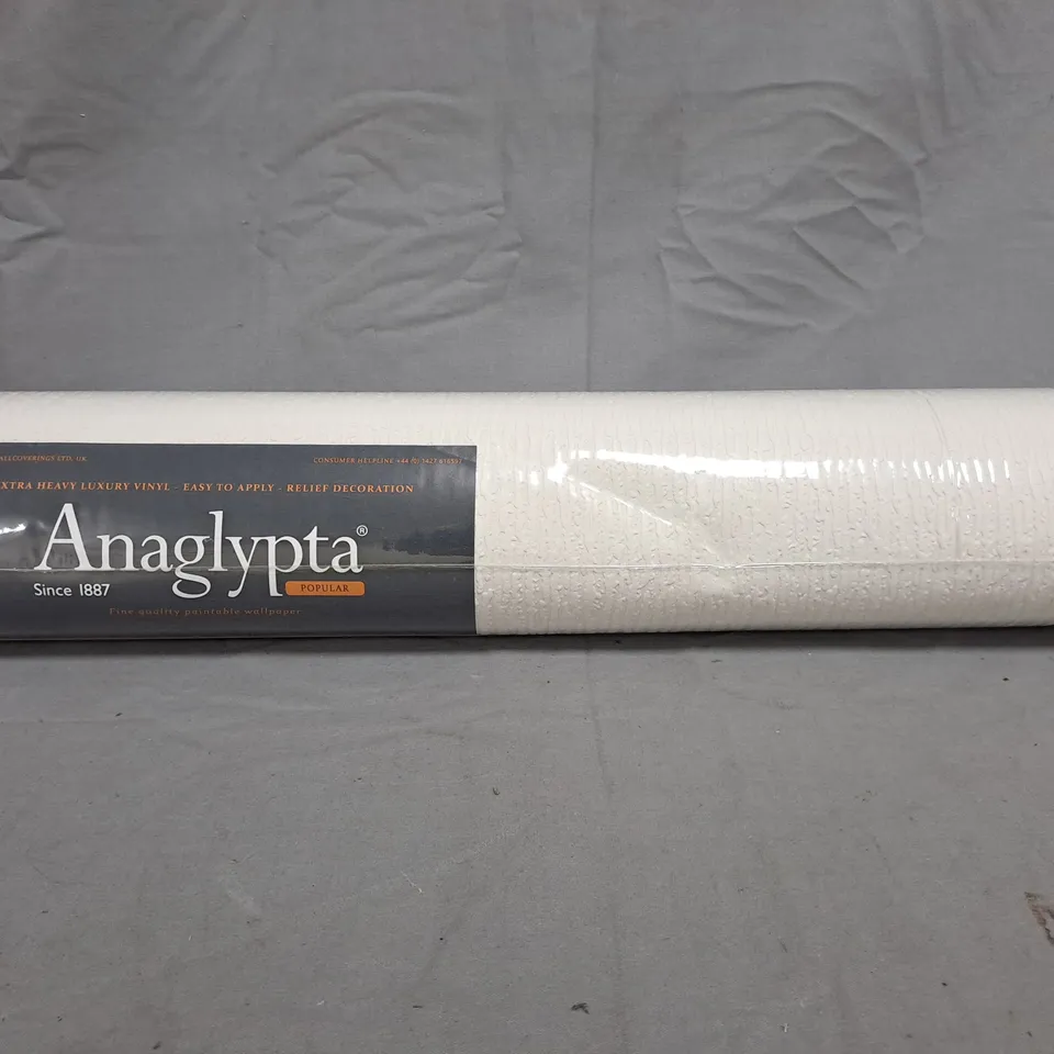 ANAGLYPTA SHERWOOD WHITE PAINTABLE STRIPE WALLPAPER VINYL EMBOSSED TEXTURED