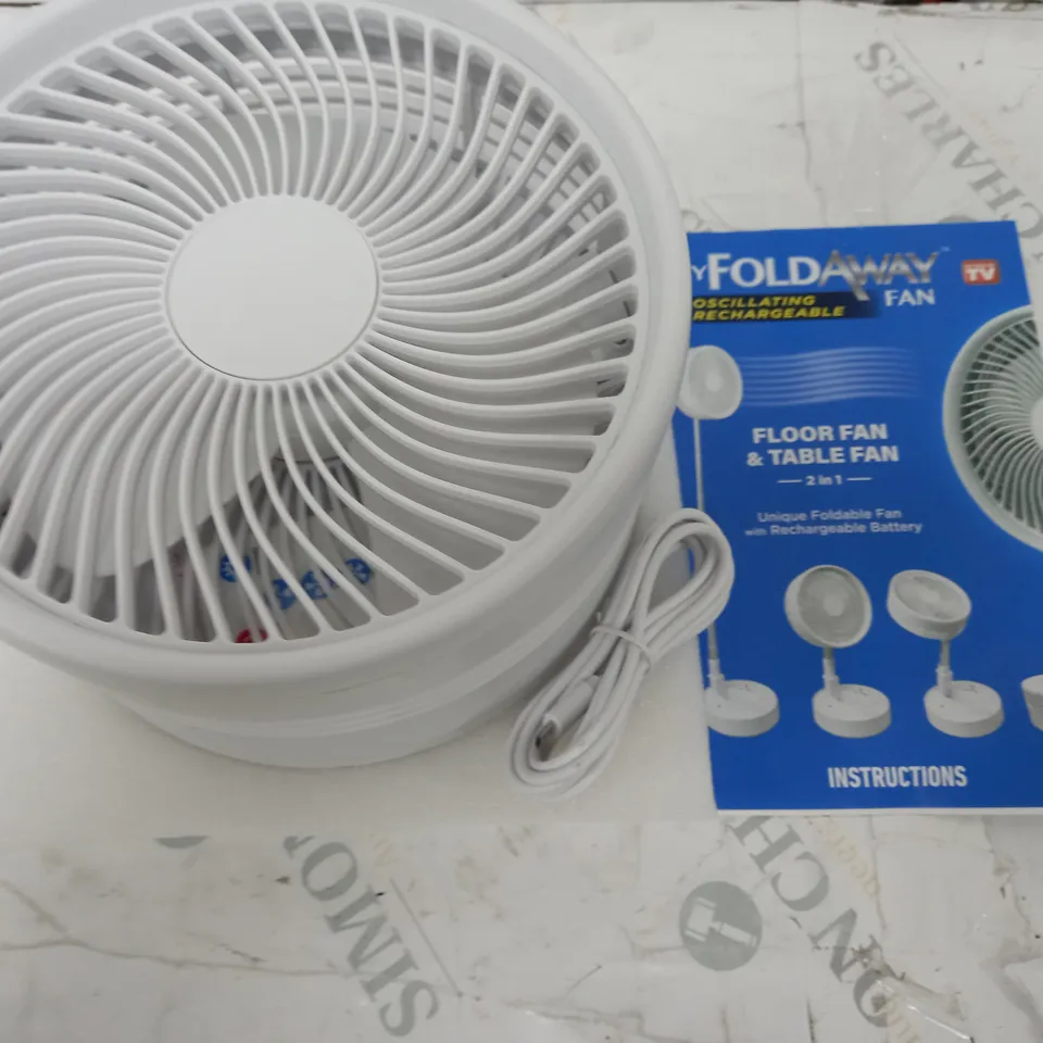 BELL & HOWELL OSCILLATING ADJUSTABLE FOLDING RECHARGEABLE STAND FAN