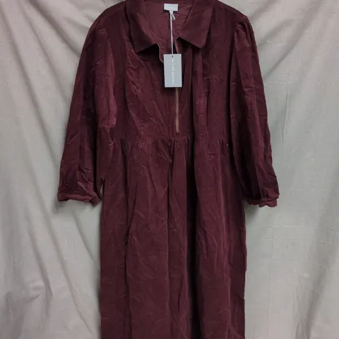 OLIVER BONAS CHERRY BABY CORD MIDI SHIRT DRESS RED SIZE 18 WITH TAGS