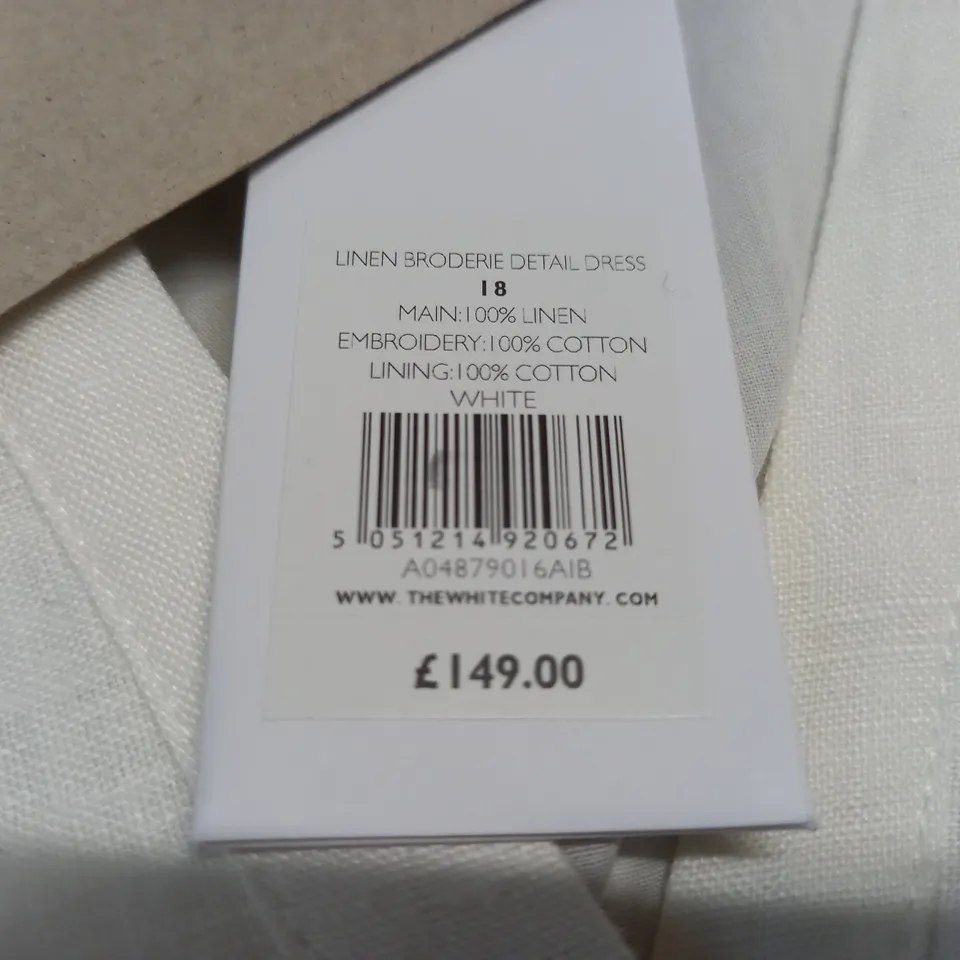 THE WHITE COMPANY LINEN BRODERIE DETAIL DRESS - 18