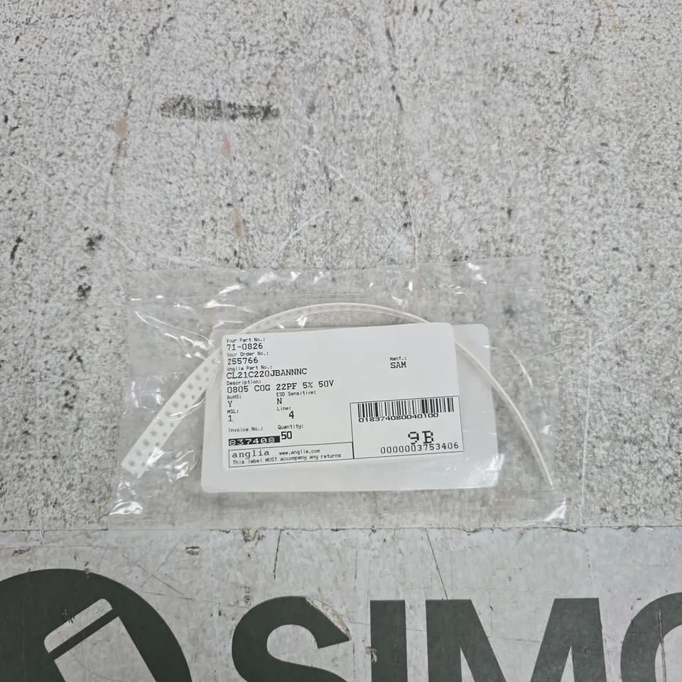 SAMSUNG CERAMIC CHIP CAPACITOR REEL – 22PF, 5%, 50V 