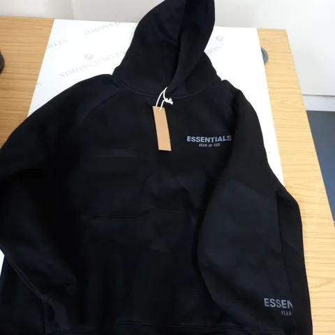 ESSENTIALS FEAR OF GOD BLACK HOODIE - S
