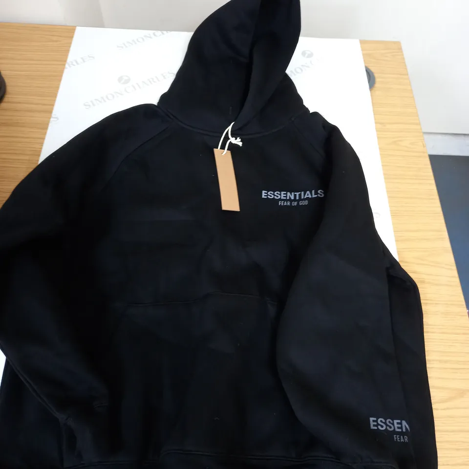 ESSENTIALS FEAR OF GOD BLACK HOODIE - S