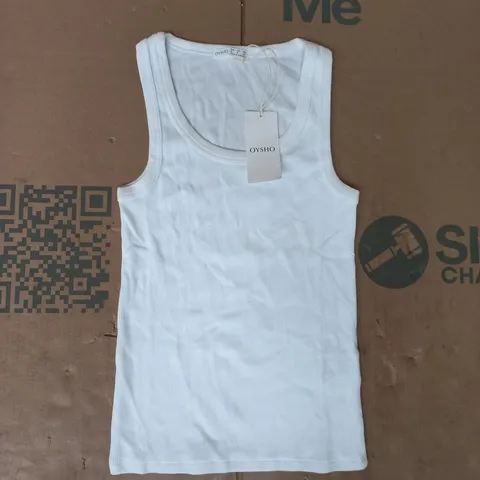 OYSHO WHITE RIBBED TANK TOP SIZE SMALL