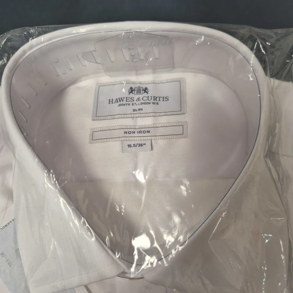 HAWES & CURTIS SLIM NON-IRON SHIRT – WHITE, UK 16.5 (NECK 16.5IN, SLEEVE 36IN)