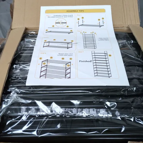 UNBRANDED BLACK METAL SHELVING UNIT – BOXED STORAGE SHELF WITH ASSEMBLY INSTRUCTIONS