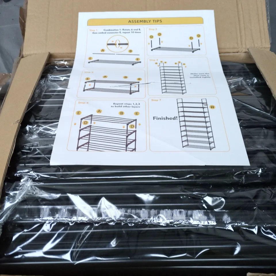 UNBRANDED BLACK METAL SHELVING UNIT – BOXED STORAGE SHELF WITH ASSEMBLY INSTRUCTIONS