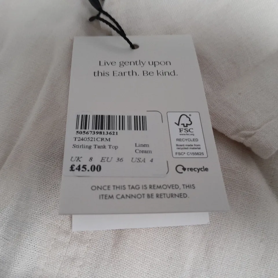 NOBODYS CHILD STIRLING TANK TOP IN LINEN CREAM - UK 8