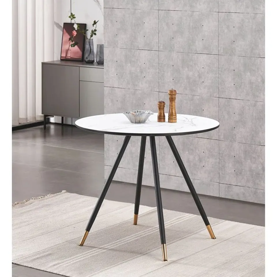 BOXED 90CM ROUND DINING TABLE WHITE
