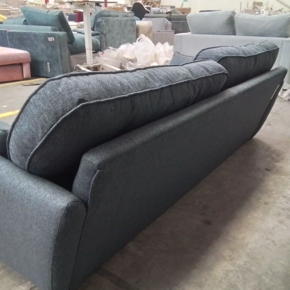 QUALITY DESIGNER BLUE FABRIC UPHOLSTERED 3 SEATER SOFA