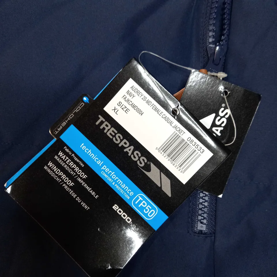 TRESPASS NAVY WATERPROOF COAT - XL