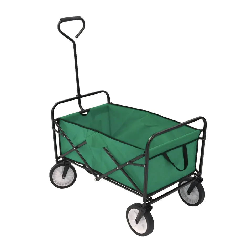 BOXED OYPLA GREEN HEAVY DUTY FOLDABLE GARDEN FESTIVAL TROLLEY CART WAGON TRUCK