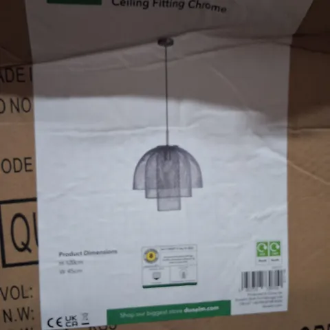 BOXED DUNELM TORI 1 LIGHT PENDANT CEILING FITTING CHROME