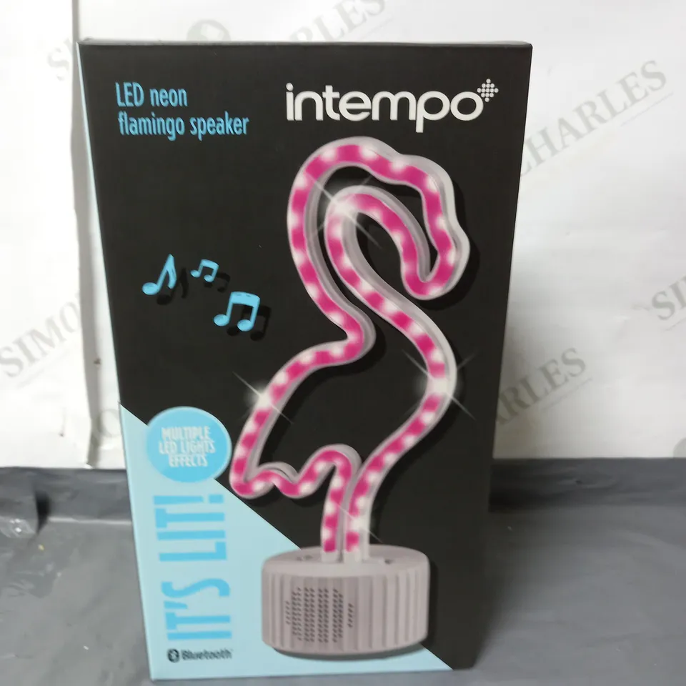 BRAND NEW BOXED INTEMPO LED NEON FLAMINGO SPEAKER
