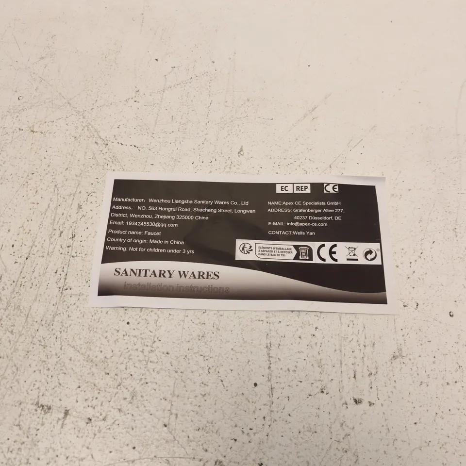 FAUCET WITH INSTALLATION INSTRUCTIONS LEAFLET – SANITARY WARES (HOME PLUMBING)