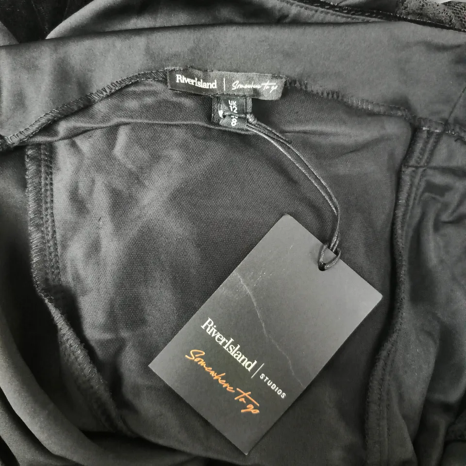 RIVER ISLAND SLIP DRESS – BLACK & CHARCOAL COLOUR-BLOCK, UK 12 (WOMEN'S)