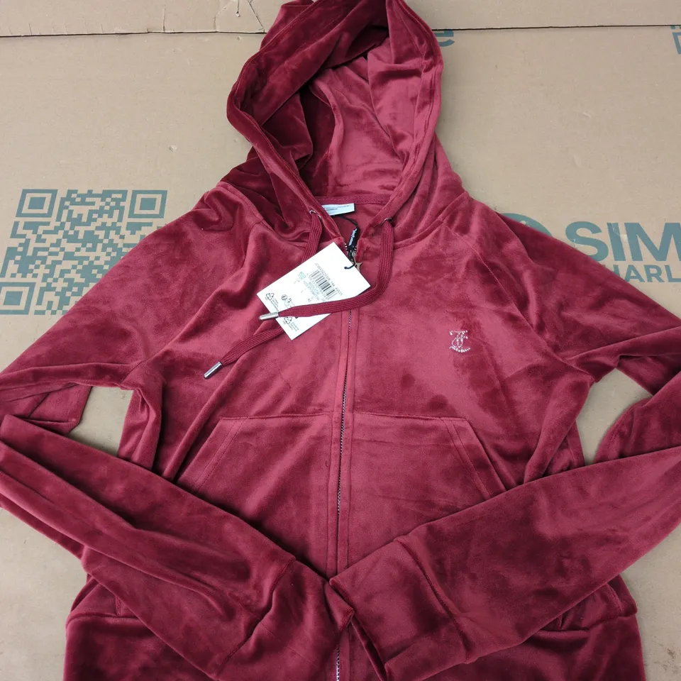 JUICY COUTURE MADISON OUTLINE HOODIE IN CABERNET - LARGE
