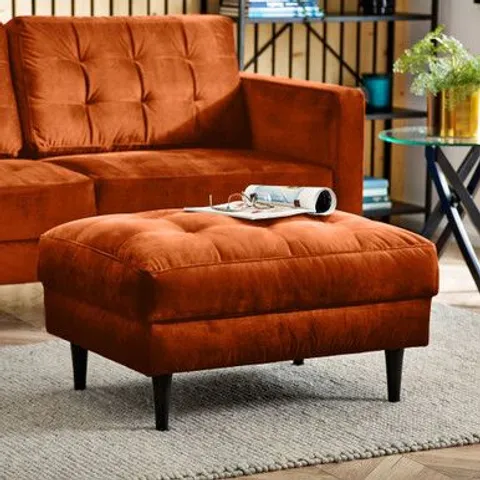 BOXED JOLENE BURNT ORANGE VELVET FOOTSTOOL