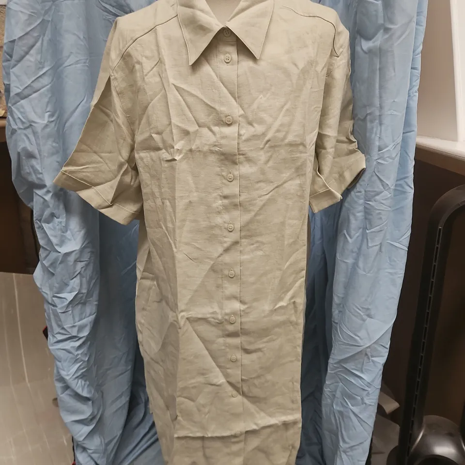 COS LINEN SHIRT DRESS – UK 12 (EU 40), BEIGE