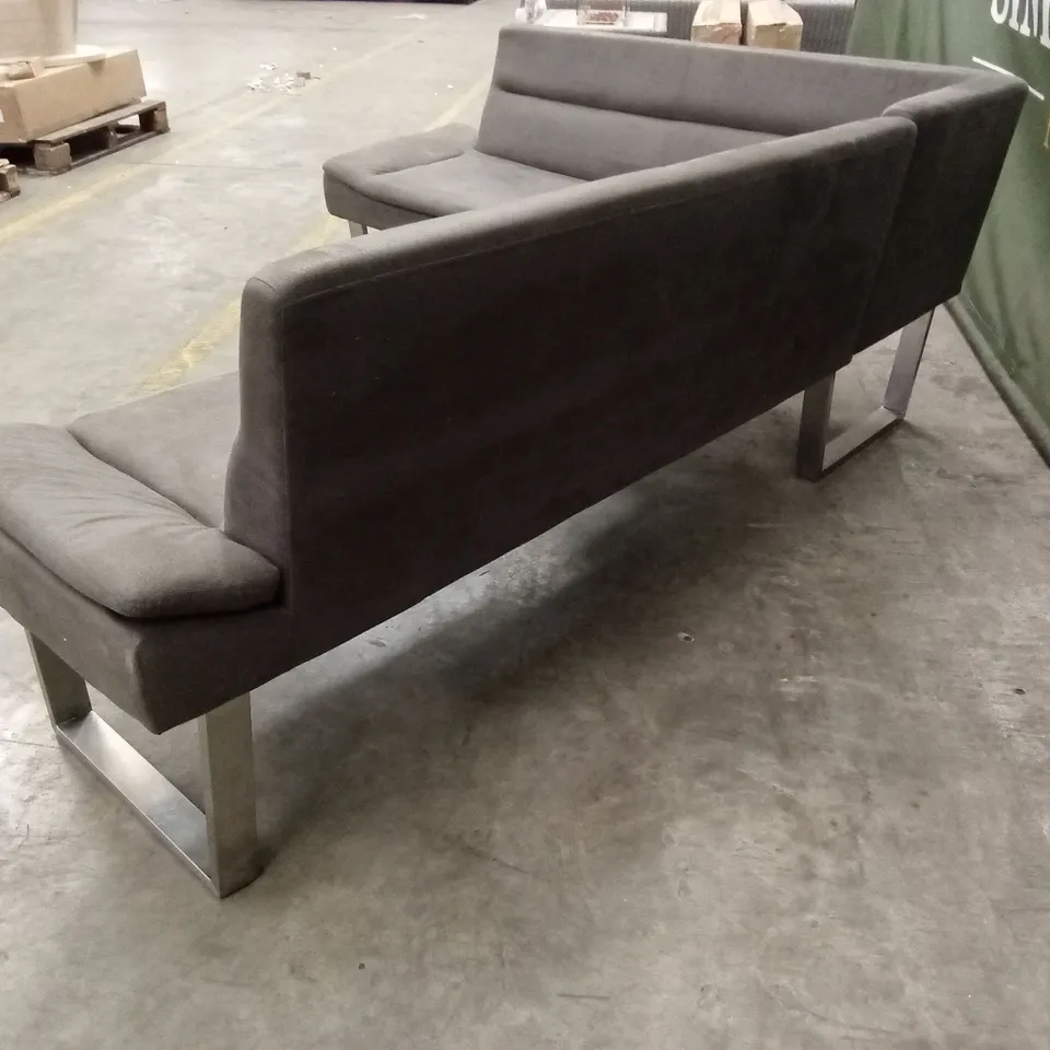 CASPIAN GREY SOFT SUEDE CORNER DINING BENCH