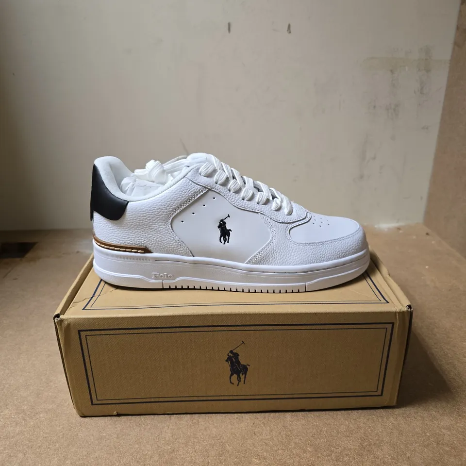 RALPH LAUREN MASTERS COURT SNEAKERS – WHITE/BLACK, UK7