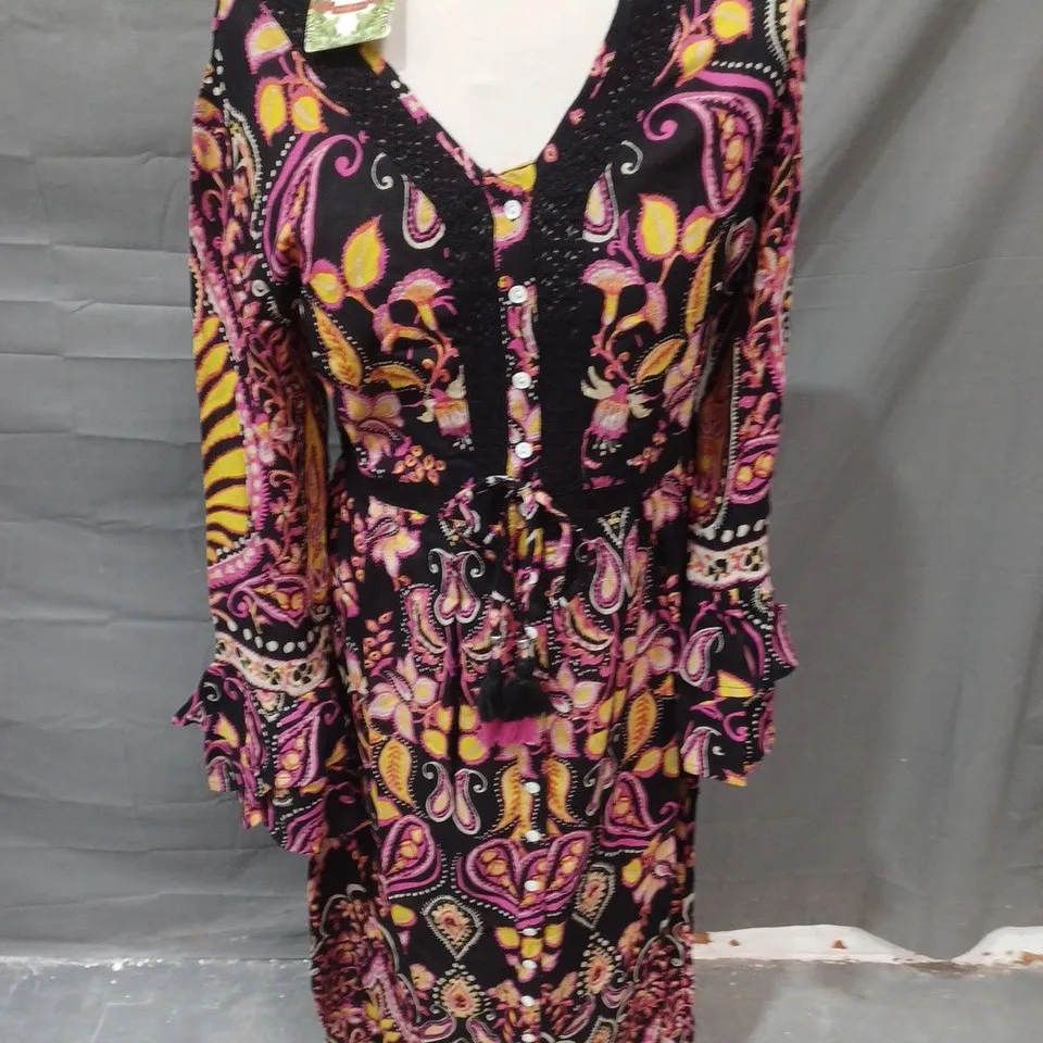 JOE BROWN LONG SLEEVE V-NECK DRESS - UK 12