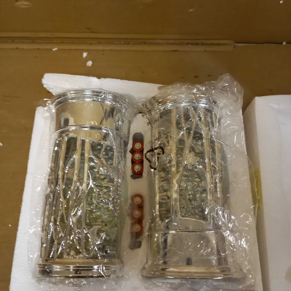 HOME REFLECTIONS SET OF 2 PRELIT SWIRLING GLITTER SCENIC PILLARS