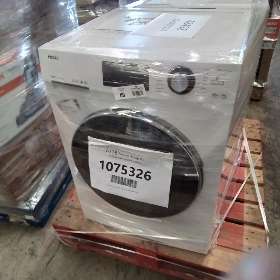 HAIER FREESTANDING WASHING MACHINE IN WHITE AND CANDY SMART PRO FREESTANDING WASHING MACHINE - UNPROCESSED RAW RETURNS