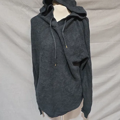 LAUREN RALPH LAUREN BLACK KNITTED HOODIE – SIZE XL (TG)