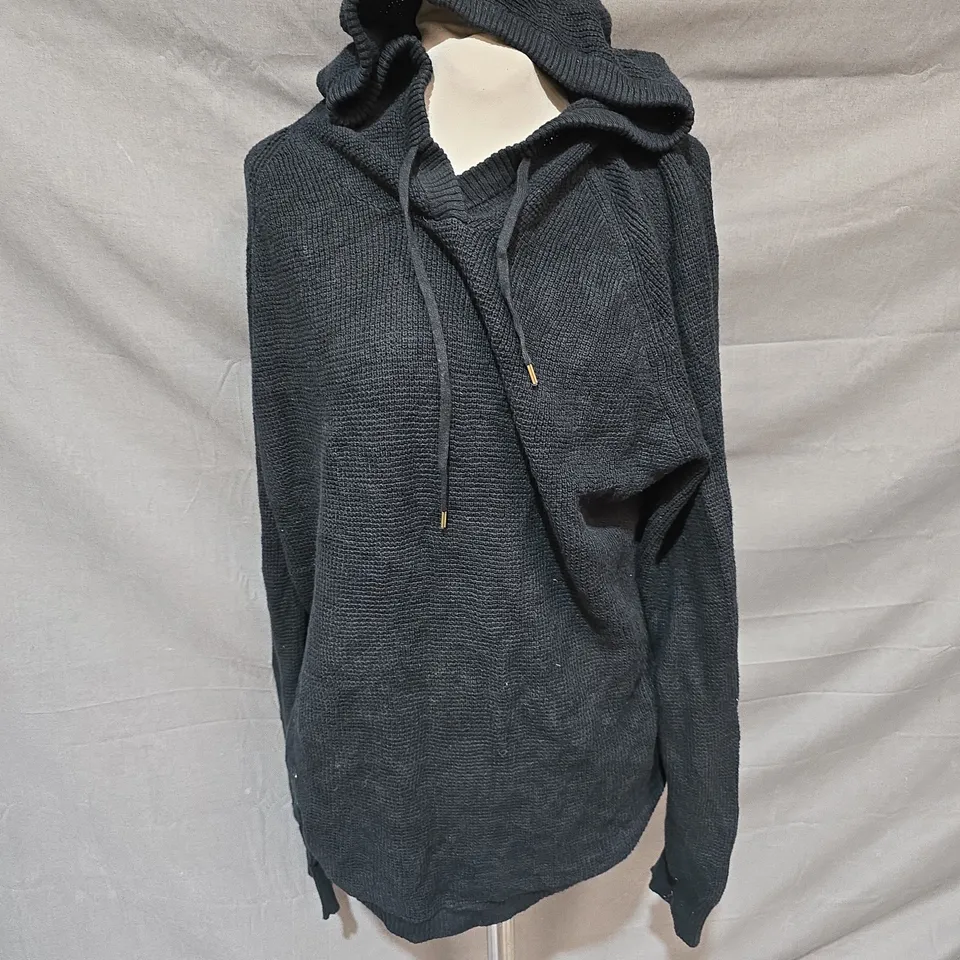 LAUREN RALPH LAUREN BLACK KNITTED HOODIE – SIZE XL (TG)