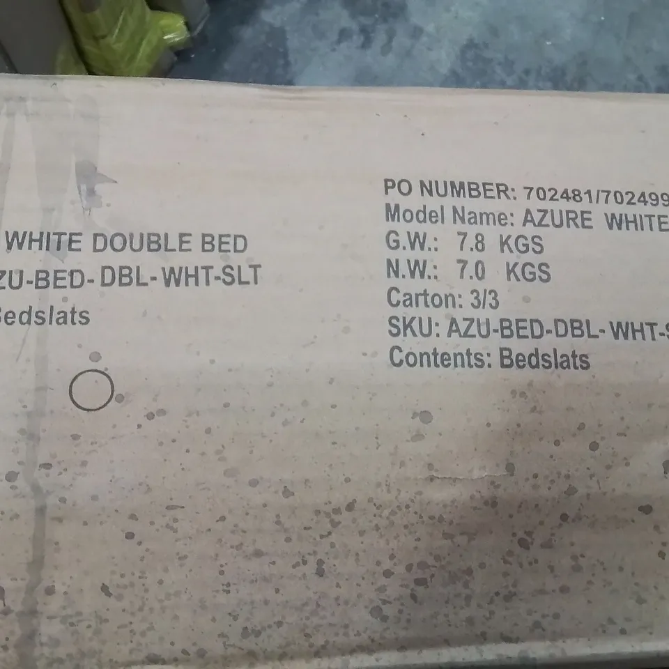 BOXED AZURE WHITE DOUBLE BED (3 BOXES)