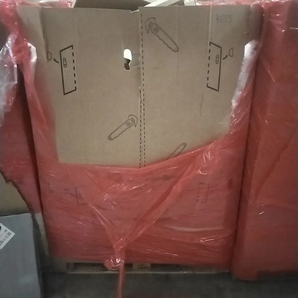 PALLET OF ASSORTED HOUSEHOLD GOODS AND PRODUCTS TO INCLUDE; PICTURE FRAMES, BOXED FURNITURE ETC
